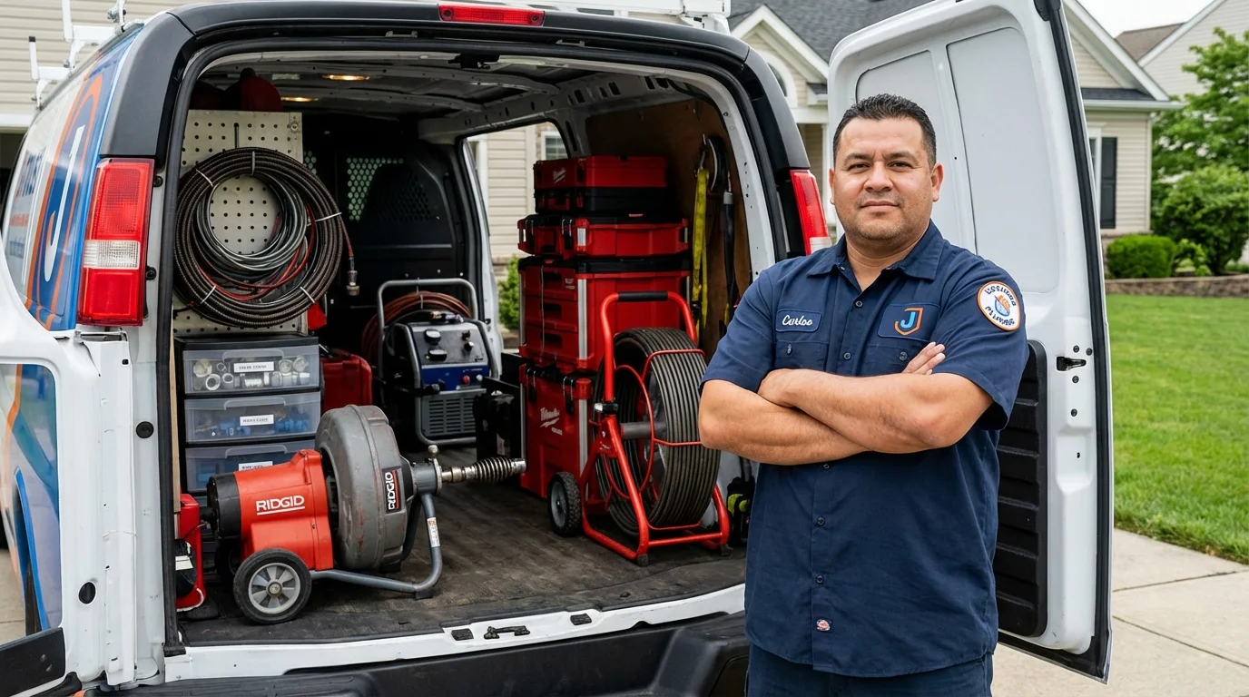 Professional drain cleaning equipment and Johns Plumbing LLC plumber in Flatonia