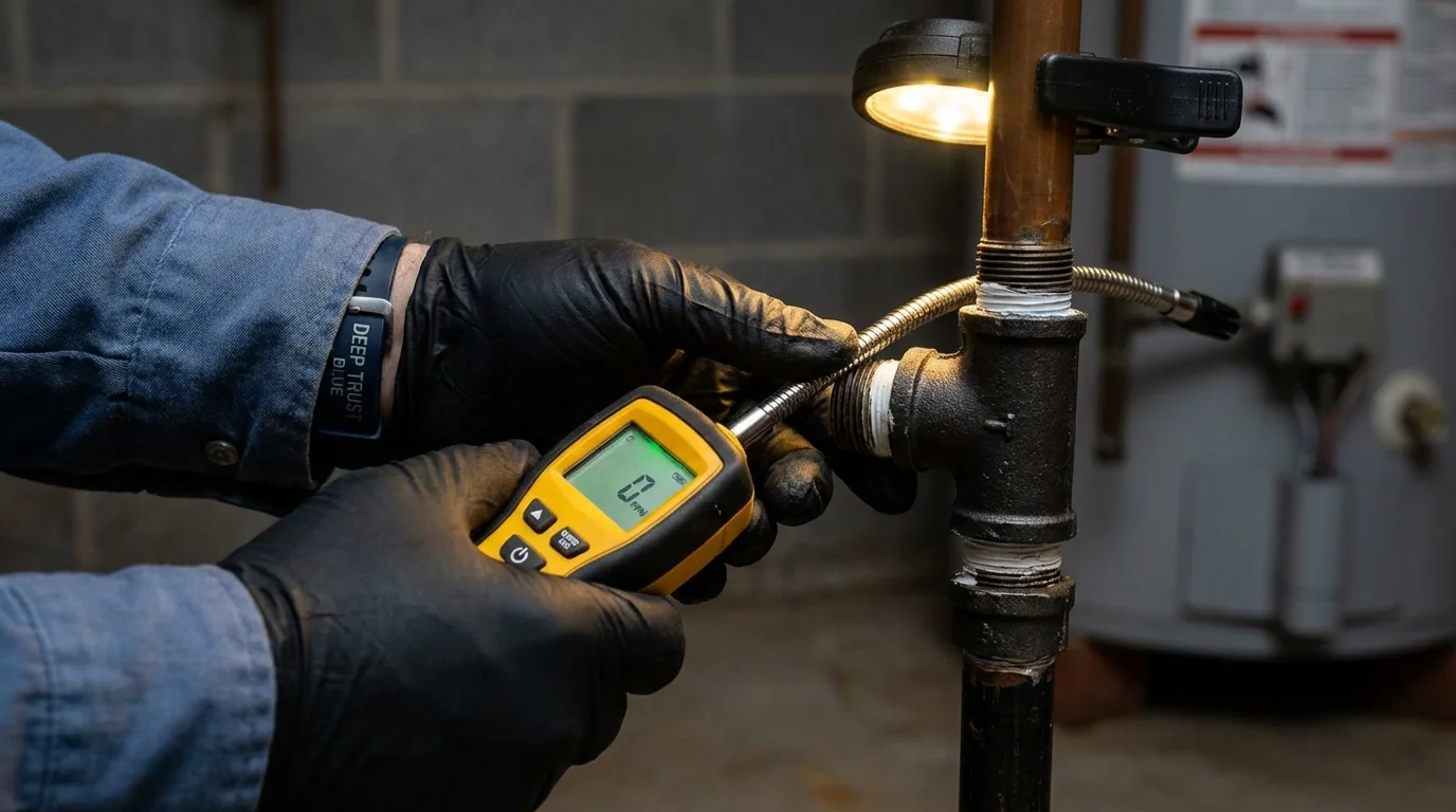Gas leak detection with electronic sniffer by Johns Plumbing LLC in Flatonia